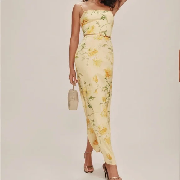 Reformation Frankie Silk Dress - Honeyglow - Picture 1 of 7